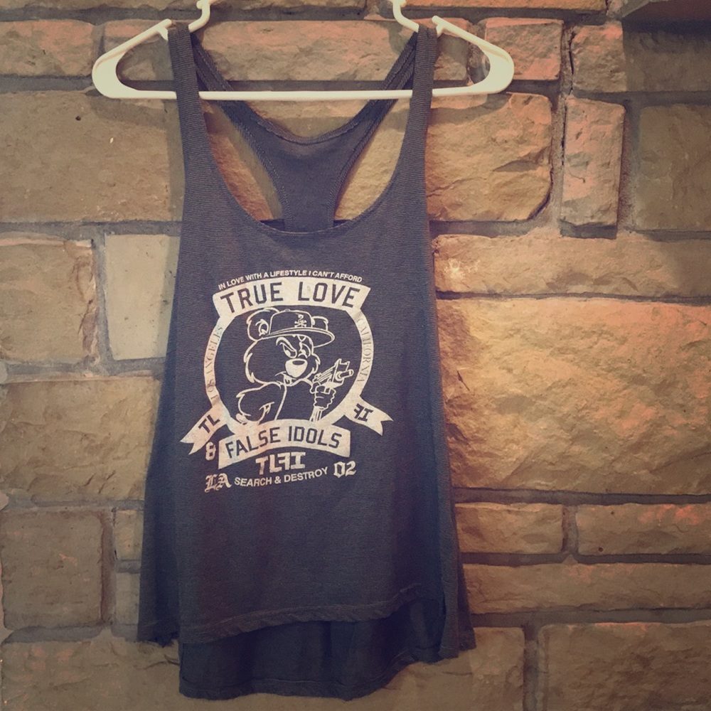 True Love False Idols Gray bear tank Size L